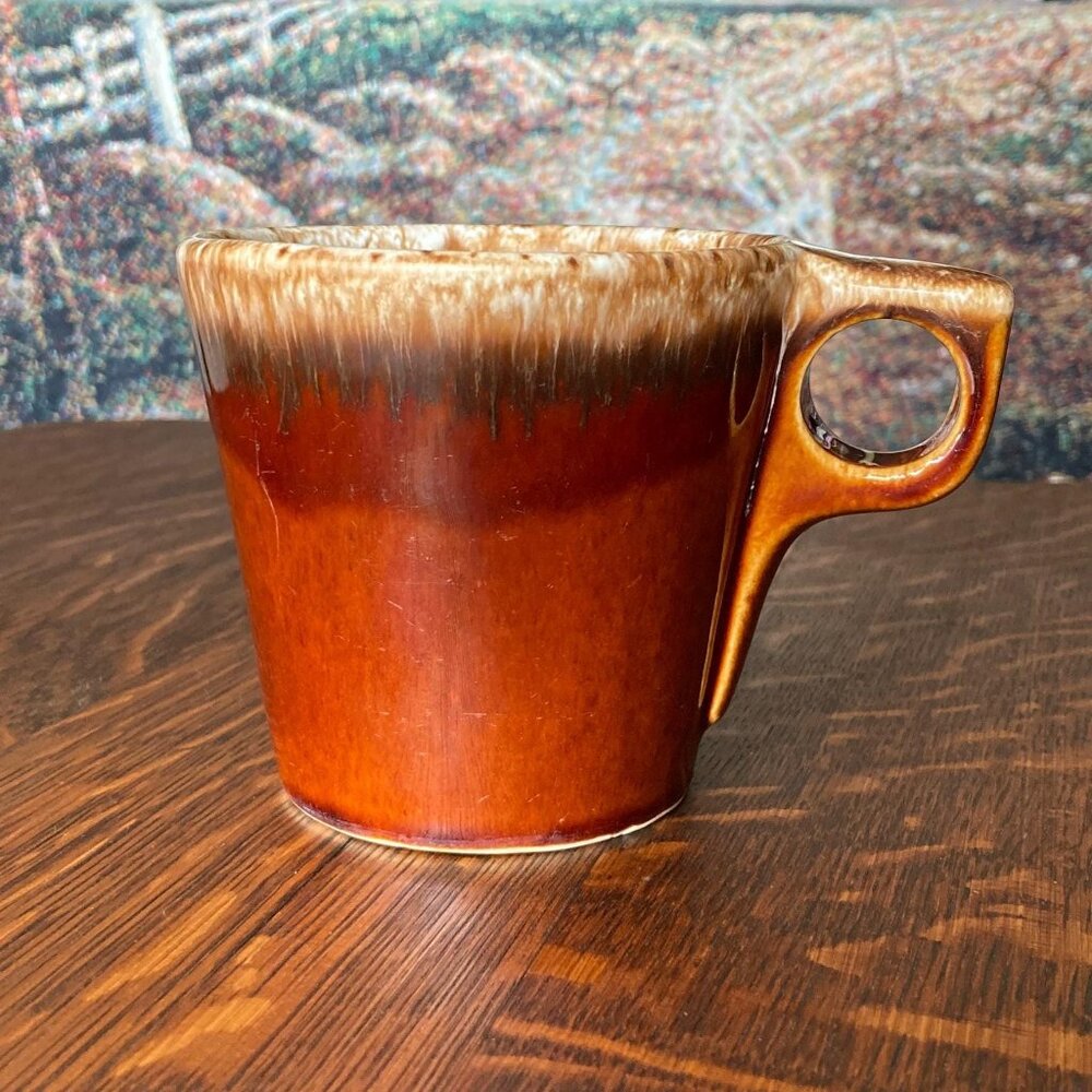 Hull Pottery - Vintage Stoneware Mug - Beautiful Brown Drip Glaze - "O" handle